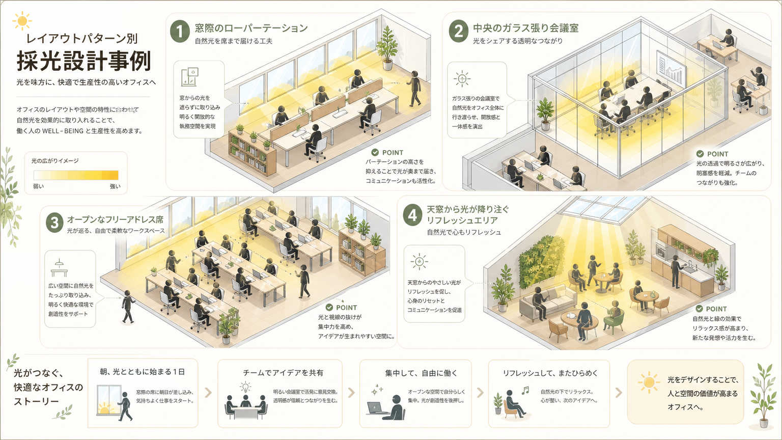 レイアウトパターン別の採光設計事例