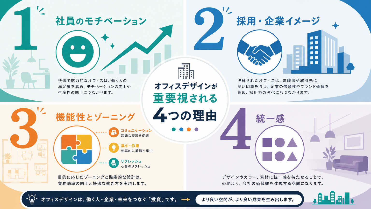 オフィスにデザインテイスト別事例が重要視される理由