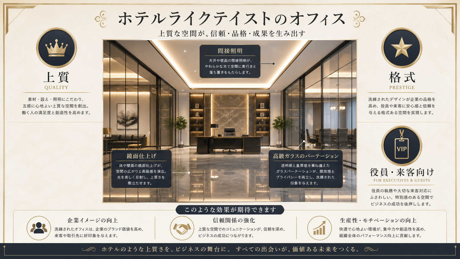 ホテルライクテイストのオフィスパーテーション事例