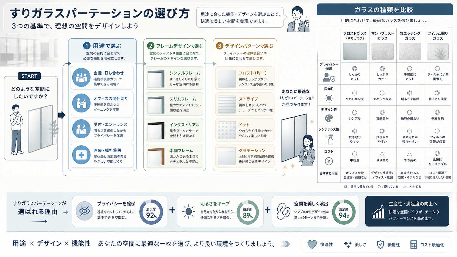 すりガラスパーテーションの選び方